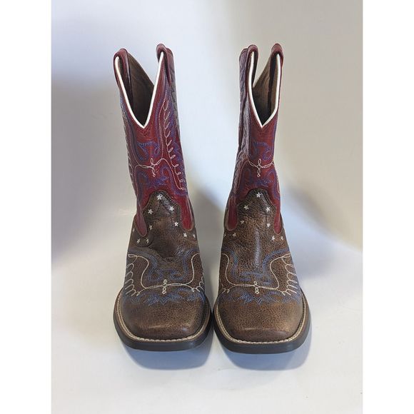Ariat Square Toe Youth Red White Blue Western Boot Size 3 - Picture 5 of 9